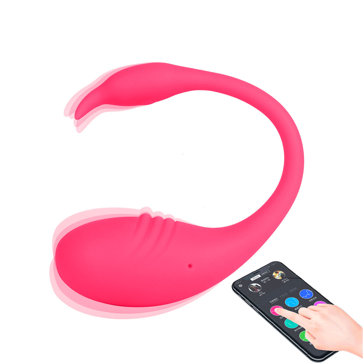 Estimulador de Ponto G e Clitóris Recarregável em Silicone com 4 Modos de Vibração e Controle Por Aplicativo à Distancia - Vivid TadPole FoLove - 21,5 x 3,6 cm - 5
