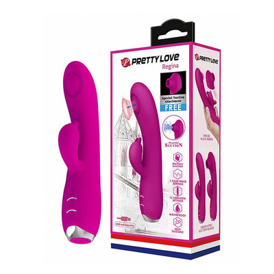 Vibrador de Ponto G e Clítoris Recarregável com 12 Modos de Vibração, Capa e 3 Níveis de Pulsação - Pretty Love Regina | 12,1 x 3,3 cm | Disponível em 2 Cores