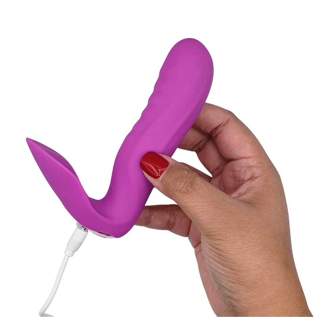 Estimulador de Ponto G e Clitóris com Texturas em Silicone, 10 Modos de Vibração e Controle Remoto - SI | 11 x 3 cm | Disponível em 2 Cores - 12