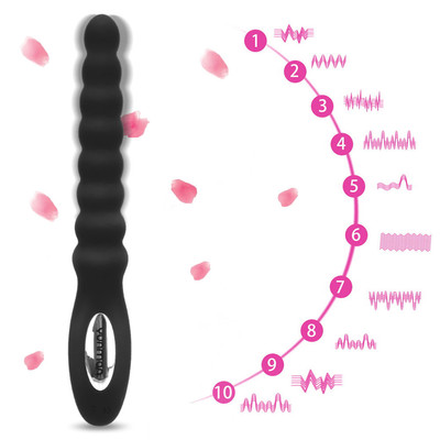 Foto 2 do produto Estimulador de Próstata Escalonado Recarregável em Silicone de Toque Suave e 10 Modos de Vibrações - Yunman | 13 x 2,7 cm