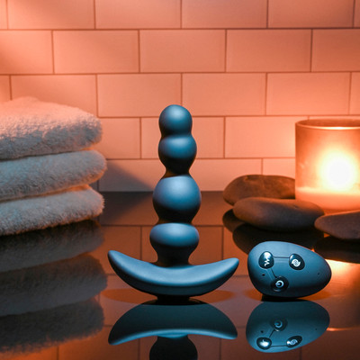 Foto 1 do produto Estimulador de Próstata Escalonado em Silicone com 10 Vibrações, Funções de Rotação e Controle Remoto sem Fio - Evolved Bump N' Groove | 10,5 x 3,3 cm