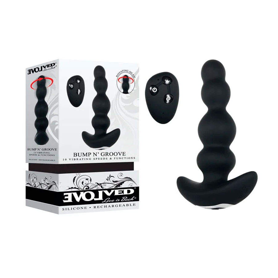 Estimulador de Próstata Escalonado em Silicone com 10 Vibrações, Funções de Rotação e Controle Remoto sem Fio - Evolved Bump N' Groove | 10,5 x 3,3 cm - 6
