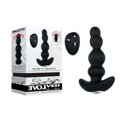 Foto 6 do produto Estimulador de Próstata Escalonado em Silicone com 10 Vibrações, Funções de Rotação e Controle Remoto sem Fio - Evolved Bump N' Groove | 10,5 x 3,3 cm