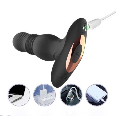 Foto 9 do produto Estimulador de Próstata Recarregável com Movimento Vai e Vem, 7 Modos de Vibração e Controle Remoto Sem Fio - Pleasure Dreams | 12,3 x 3 cm