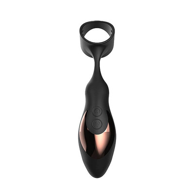 Foto 3 do produto Estimulador de Próstata Recarregável em Silicone com Anel Peniano Texturizado, Função Aquecimento, 7 Vibrações e Controle sem Fio - 10 x 3,1 cm