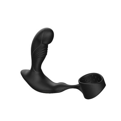 Foto 4 do produto Estimulador de Próstata Recarregável em Silicone com Anel Peniano Texturizado, Função Aquecimento, 7 Vibrações e Controle sem Fio - 10 x 3,1 cm