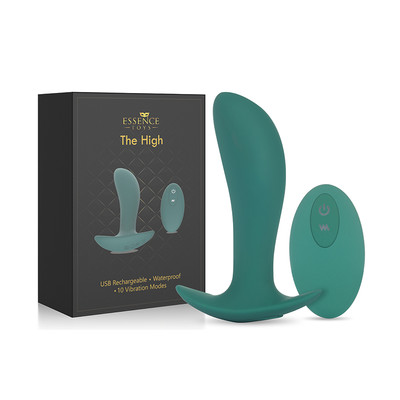 Estimulador de Próstata Recarregável em Silicone Aveludado com 10 Vibrações e Controle Remoto Sem Fio - Adão & Eva Essence Toys The High | 10,5 x 3,2 cm