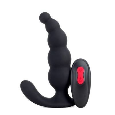 Foto 2 do produto Estimulador de Próstata Recarregável em Silicone com Formato Escalonado, 9 Modos de Vibração e Controle Remoto Sem Fio - S-Hande Dipper-RCT | 13 x 4 cm