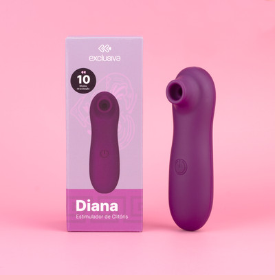 Estimulador Sugador de Clitóris em ABS com 10 Modos de Pulsação e Recarregável - Exclusiva Diana | 12,3 x 3,8 cm