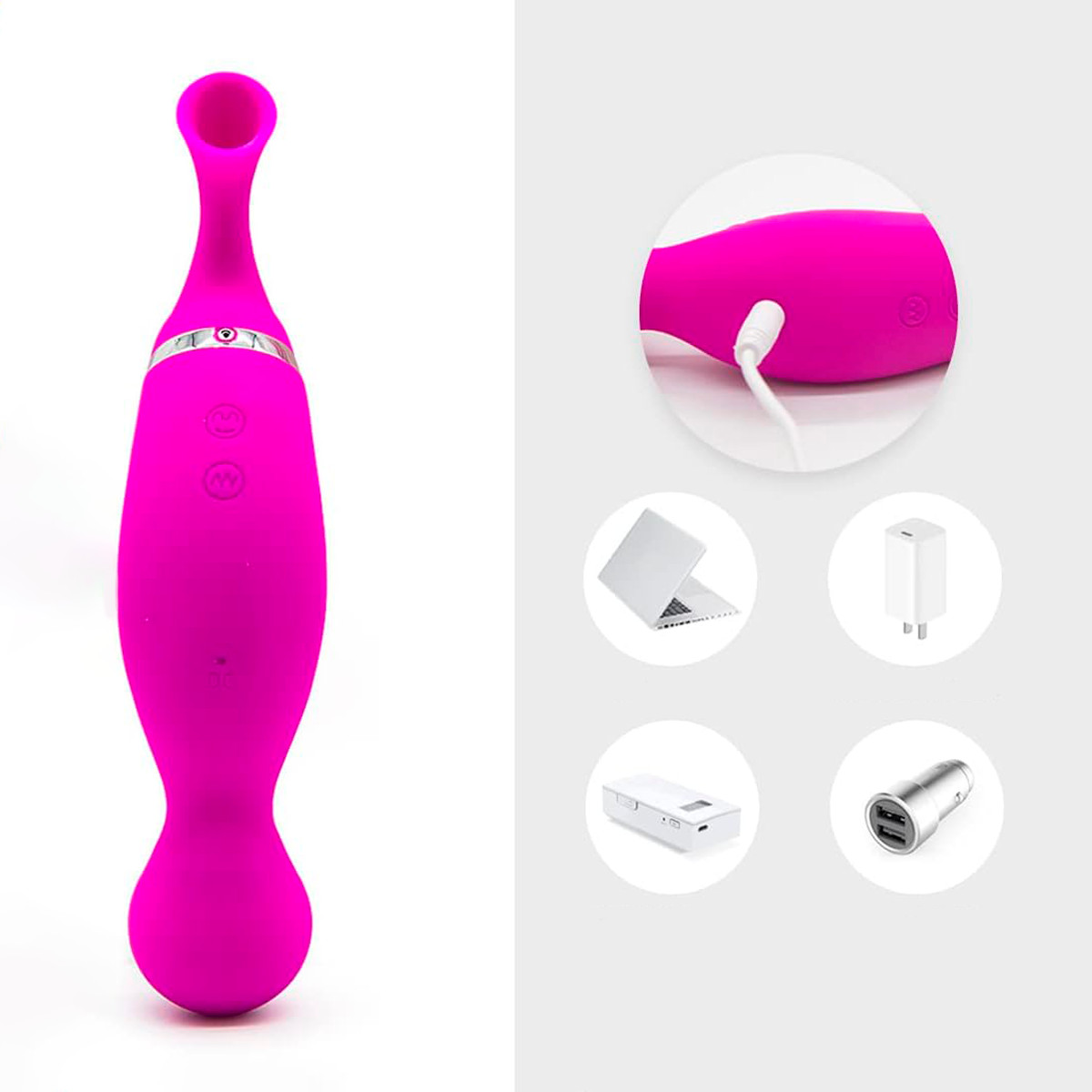Vibrador Estimulador de Clitóris em Silicone com 12 Modos de Vibração, 12 Níveis de Sucção, Recarregável e Resistente à Água - Pretty Love Magic Flute ll - 3