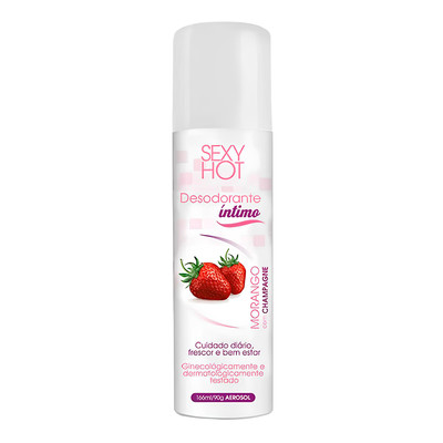 Desodorante Íntimo com Aroma de Morango com Champagne em Aerossol - Eva Cosméticos | 166 ml