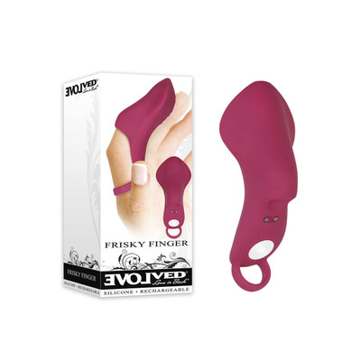 Foto 1 do produto Dedeira Estimuladora de Clitóris em Silicone com 9 Modos de Vibração e Recarregável via Cabo USB - Evolved Frisky Finger | 10,8 x 5 cm