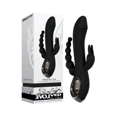 Foto 1 do produto Vibrador Rabbit com Plug Anal Escalonado de Esferas Gradativas e 10 Modos de Vibração - Evolved Trifecta | 11,8 x 3,4 cm