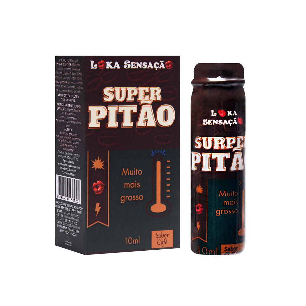 Excitante Masculino Prolongador de Ereção com Sabor de Café Eletrizante - Loka Sensação Super Pitão | 10ml - 1