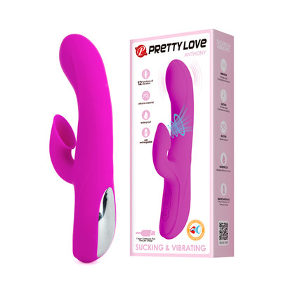 Vibrador Estimulador de Clítoris e Ponto G com Sucção e 12 Modos de Vibração - Pretty Love Anthony | 11 x 3,5 cm