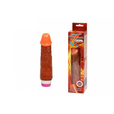 Foto 1 do produto Fantasy Vibe - Prótese com Glande Definida, Veias e Vibração Multivelocidade - 17 x 4 cm | Cor: Marrom