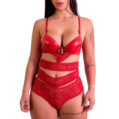 Foto 5 do produto Conjunto em Microfibra com Bojo Banana e Detalhes em Renda - Fascino Lingerie | Disponível em 4 Cores e 4 Tamanhos