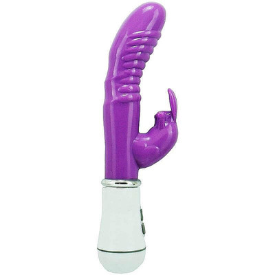 Foto 2 do produto Female Masturbation - Vibrador com Estimulador de Clitóris e 10 Modos de Vibração - 22 x 3,5 cm | Cor: Roxo