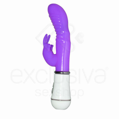Foto 4 do produto Female Masturbation - Vibrador com Estimulador de Clitóris e 10 Modos de Vibração - 22 x 3,5 cm | Cor: Roxo
