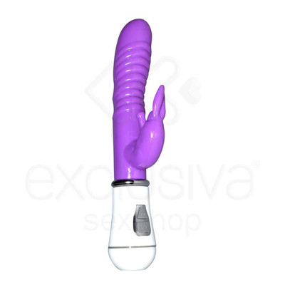 Foto 3 do produto Female Masturbation - Vibrador com Estimulador de Clitóris e 10 Modos de Vibração - 22 x 3,5 cm | Cor: Roxo