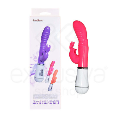Foto 1 do produto Female Masturbation - Vibrador com Estimulador de Clitóris e 10 Modos de Vibração - 22 x 3,5 cm | Cor: Rosa