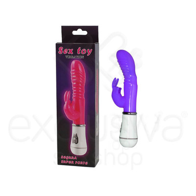 Foto 1 do produto Female Masturbation - Vibrador com Estimulador de Clitóris e 10 Modos de Vibração - 22 x 3,5 cm | Cor: Roxo
