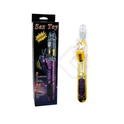 Foto 1 do produto Female Masturbation - Vibrador Rotativo Vai E Vem Recarregável com Vibração, Textura que Abre e Fecha e Estimulador Clitoriano em Forma de Borboleta - 29 x 3,5 CM | Cor: Dourado