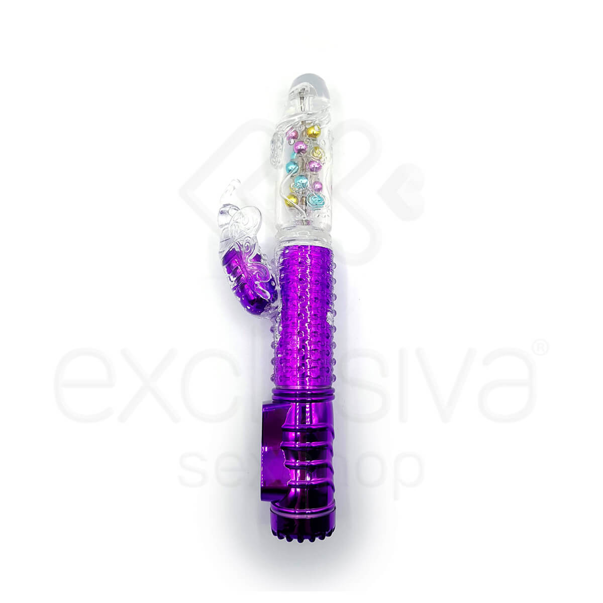 Female Masturbation - Vibrador Rotativo Vai E Vem com Vibro e Estimulador Clitoriano em Forma de Borboleta - 29 x 3,5 CM | Cor: Roxo - 3