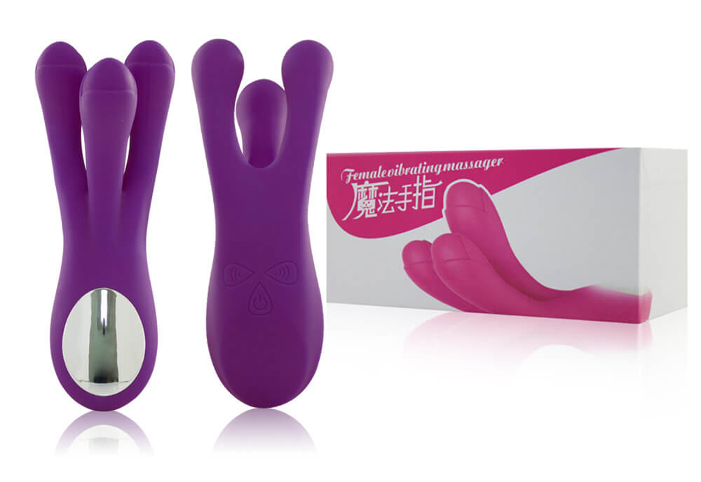 Female Vibrating Massager - Massageador Erótico Recarregável de Três Pontas com 10 Modos de Vibração - 15 x 6 cm | Cor: Roxo - 1