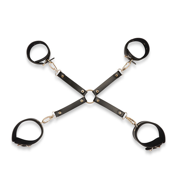 Kit Bondage Bracelete e Tornozeleira Dourada com Fivelas Ajustáveis - A&E Fetiche Leather Collection - 2