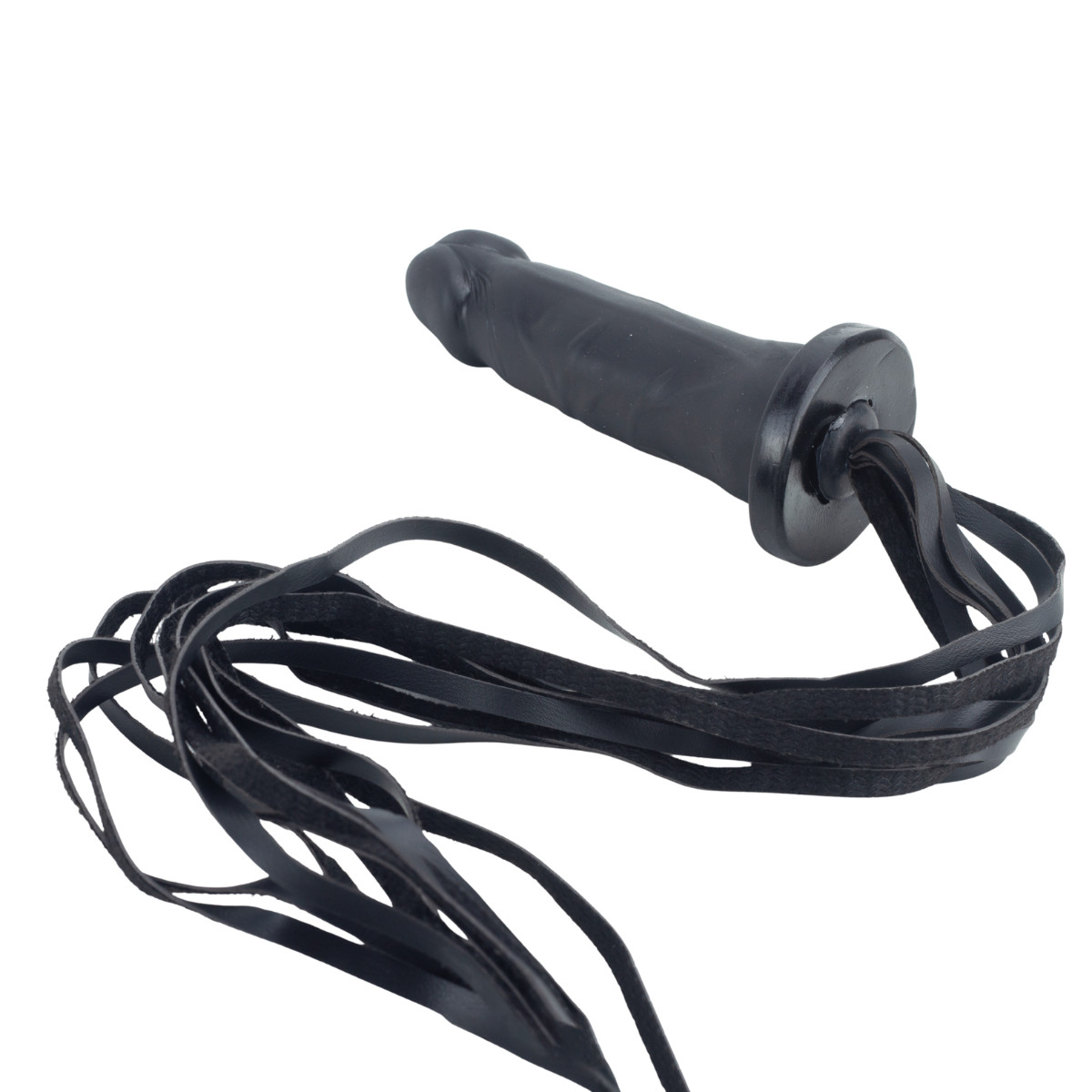 Chicote com Tiras de Couro Sintético com Cabo em Formato de Pênis Realístico - Fetiche Playgirl | 80 cm - 4