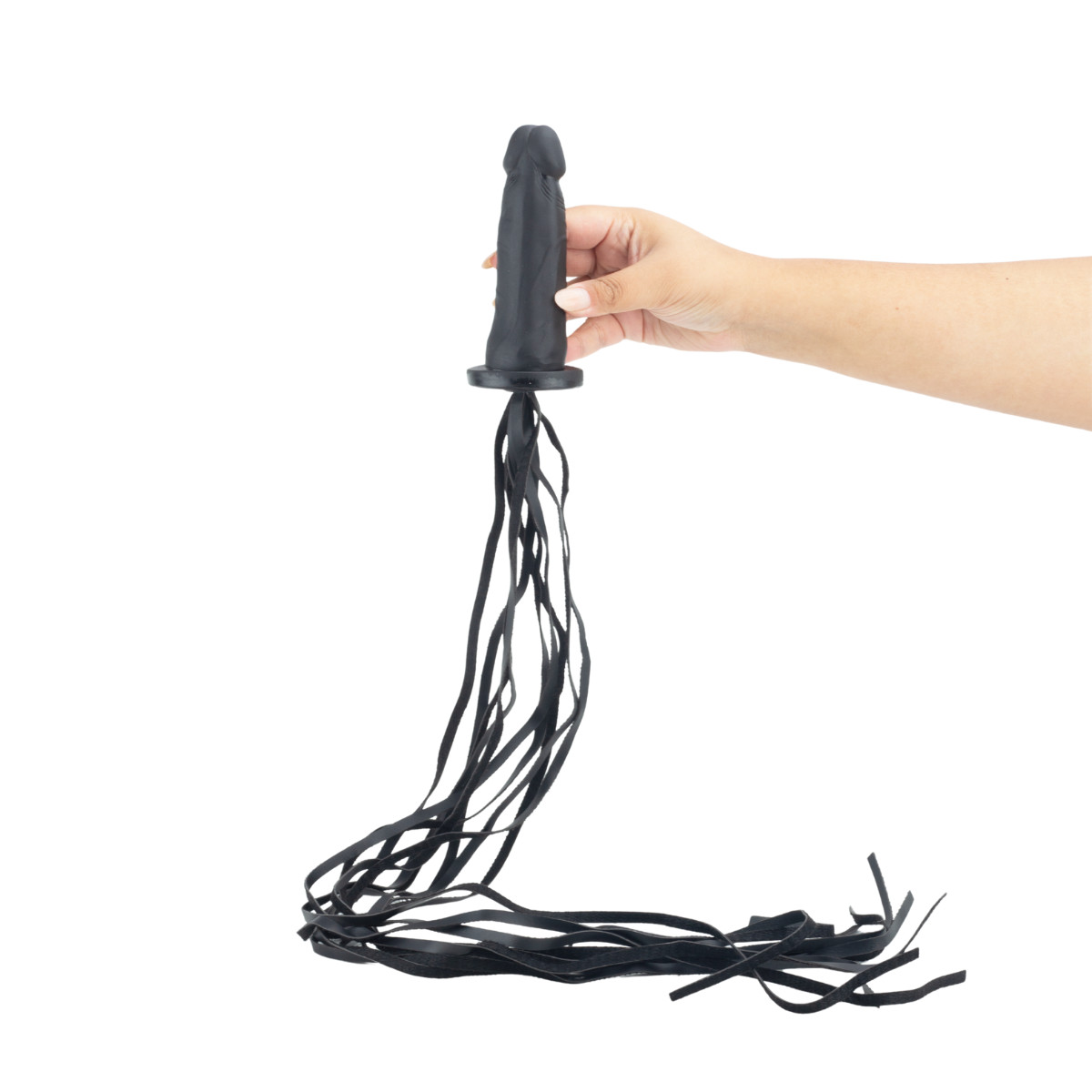 Chicote com Tiras de Couro Sintético com Cabo em Formato de Pênis Realístico - Fetiche Playgirl | 80 cm - 5