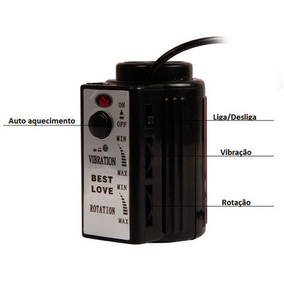 Foto 4 do produto Fiery Dong - Pênis Rotativo em PVC com Vibração Multivelocidade, Auto Aquecimento e Ventosa - 18,5 x 3,7 cm