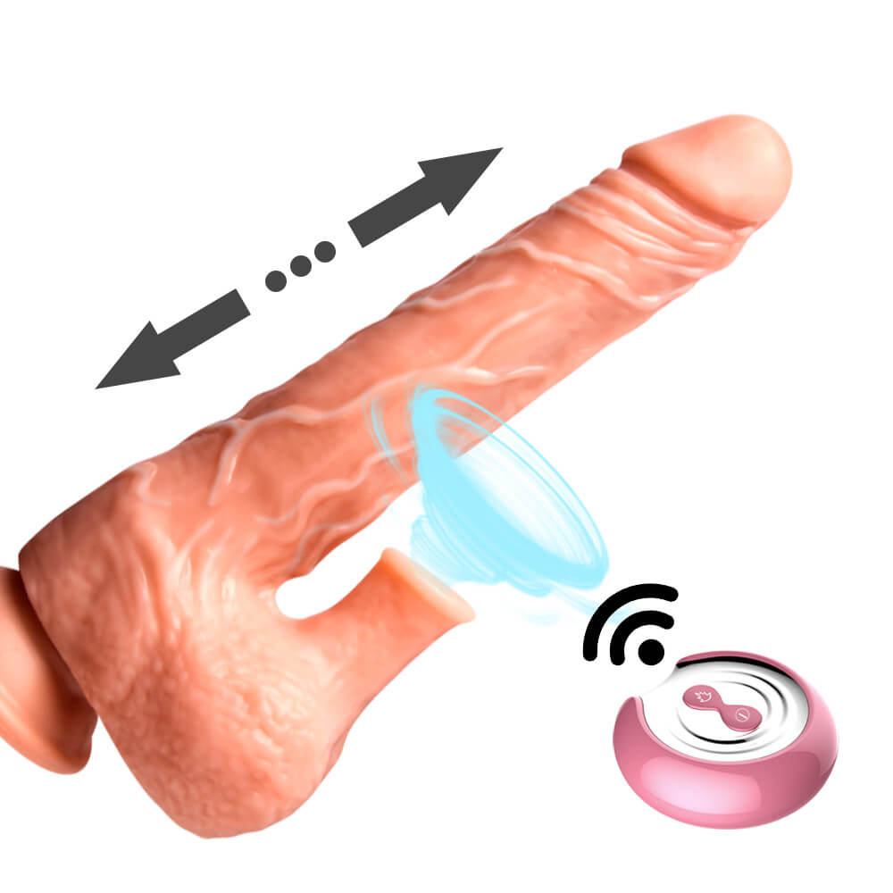 Prótese Realística de Pênis Recarregável com Movimento Vai e Vem, Sucção, Aquecimento e Controle - Fighting Dildo - 15,4 x 4,3 cm - 3