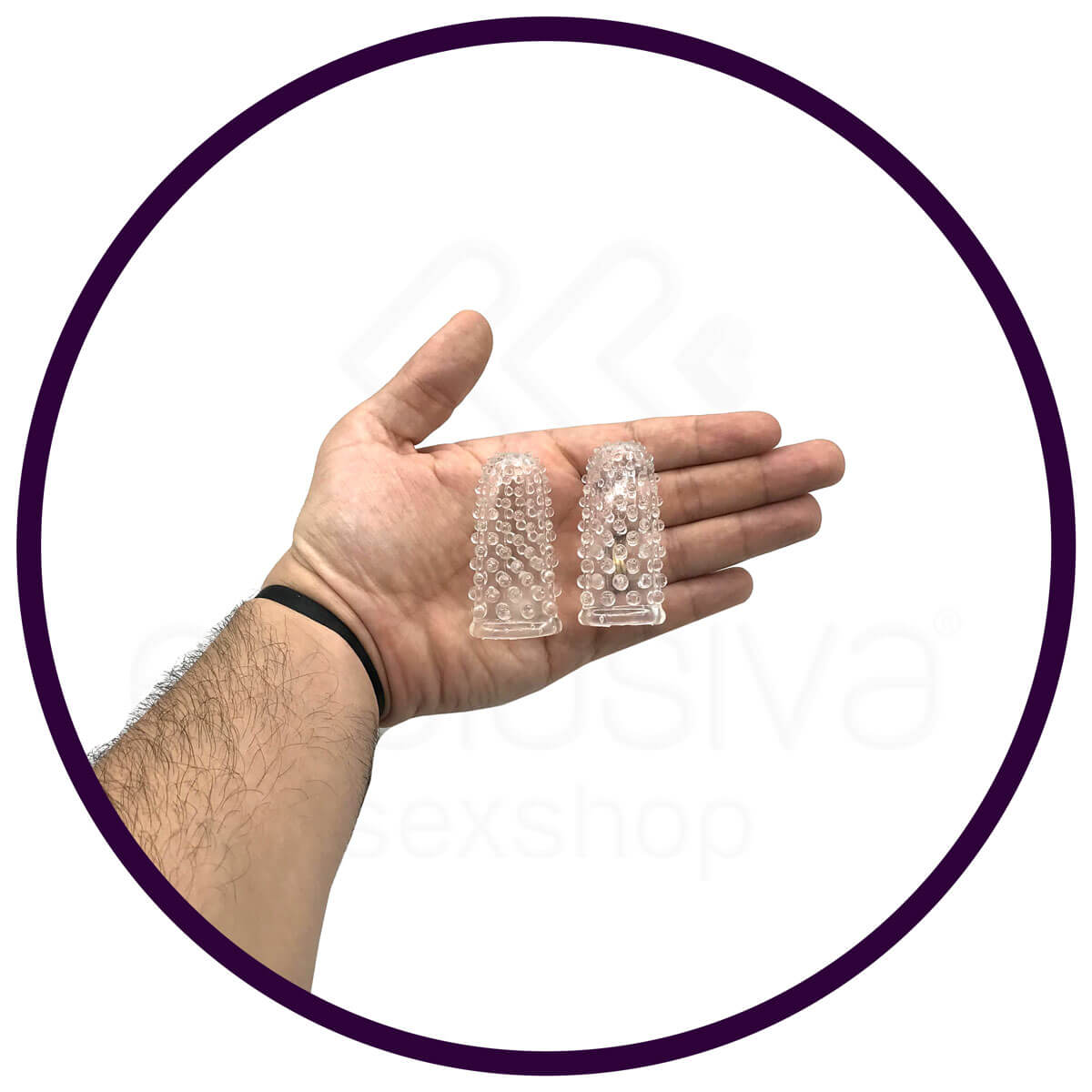 Kit com 2 Capas para Dedo em Silicone Atóxico com Texturas Massageadoras - Finger Sleeve - 6 x 2,8 cm - 3