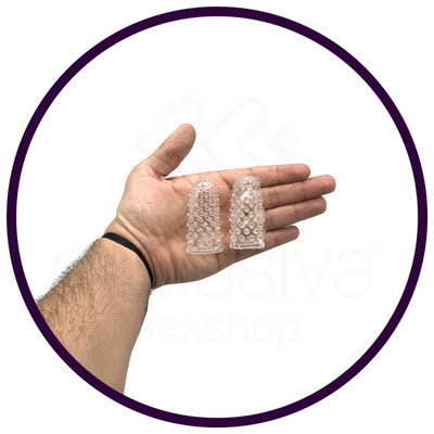 Foto 3 do produto Kit com 2 Capas para Dedo em Silicone Atóxico com Texturas Massageadoras - Finger Sleeve - 6 x 2,8 cm