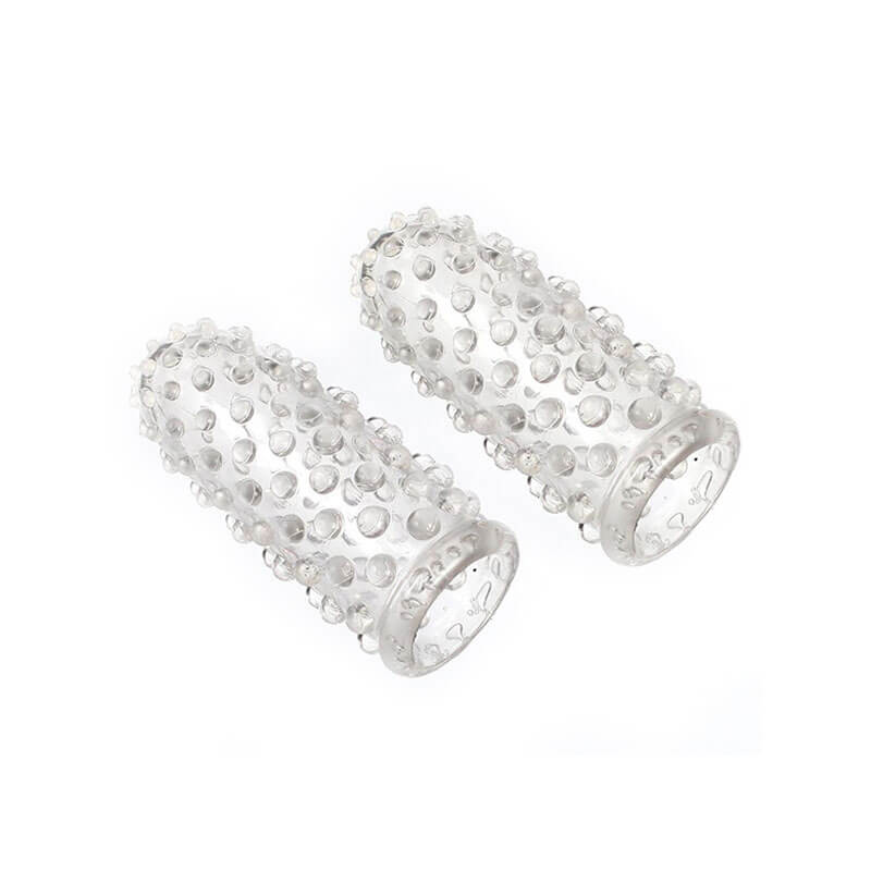 Kit com 2 Capas para Dedo em Silicone Atóxico com Texturas Massageadoras - Finger Sleeve - 6 x 2,8 cm - 2