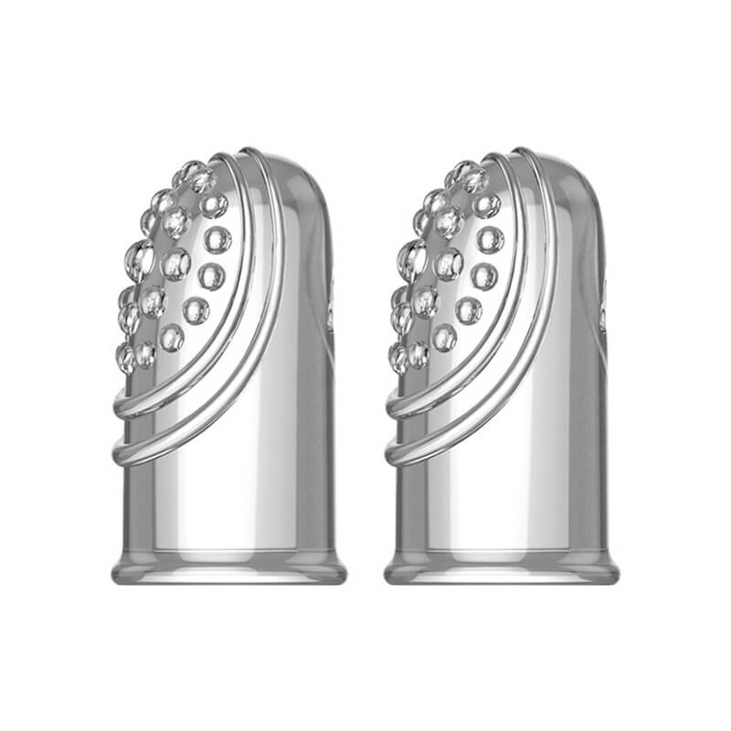 Par de Capas para Dedos Transparentes em TPE com Texturas Massageadoras - Finger Sleeve | 3,5 x 1,8 cm - 2