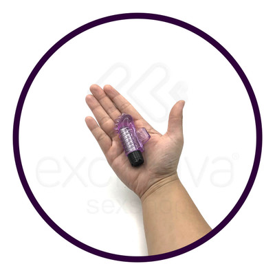 Dedeira Feita em Silicone com Cápsula Vibratória em Multivelocidade - Finger Vibrator - 7,6 x 2,6 cm | Cor: Roxo