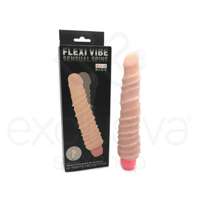 Foto 1 do produto Flexi Vibe Sensual Spine - Vibrador Ponto G Espiral Vertebrado em Cyberskin e Multivelocidade - 17 x 4 cm