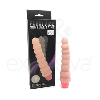 Foto 1 do produto Flexi Vibe Sensual Spine - Vibrador Ponto G Ondulado Vertebrado em Cyberskin e Multivelocidade - 14 x 4 cm