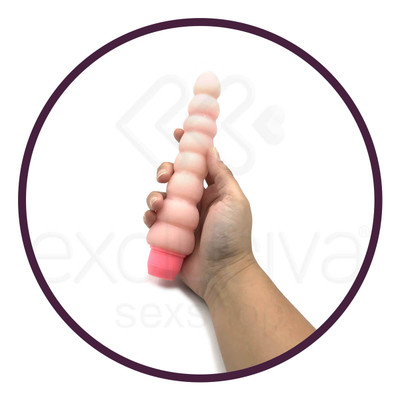 Foto 4 do produto Flexi Vibe Sensual Spine - Vibrador Ponto G Ondulado Vertebrado em Cyberskin e Multivelocidade - 14 x 4 cm