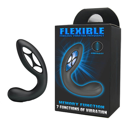 Flexible - Massageador de Próstata Flexível com Estimulador de Períneo e 7 Modos de Vibração - 12,5 x 4 cm