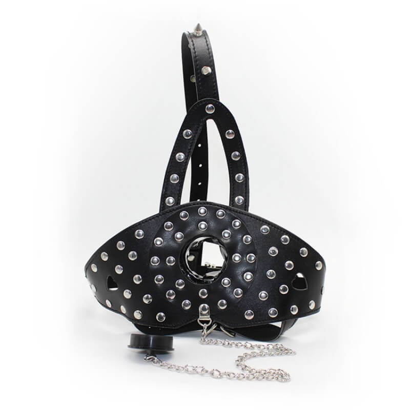 Focinheira em Couro Sintético com Fivelas Ajustáveis e Espinhos em Metal - 3