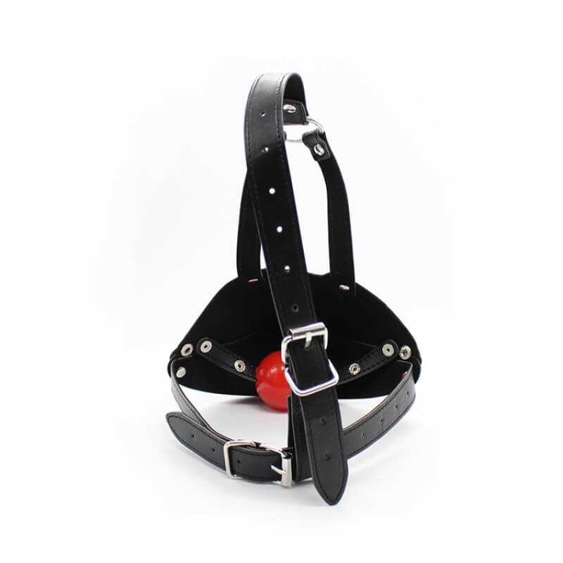 Focinheira em Couro Sintético com Mordaça em Forma de Bola e Fivelas Ajustáveis - 3