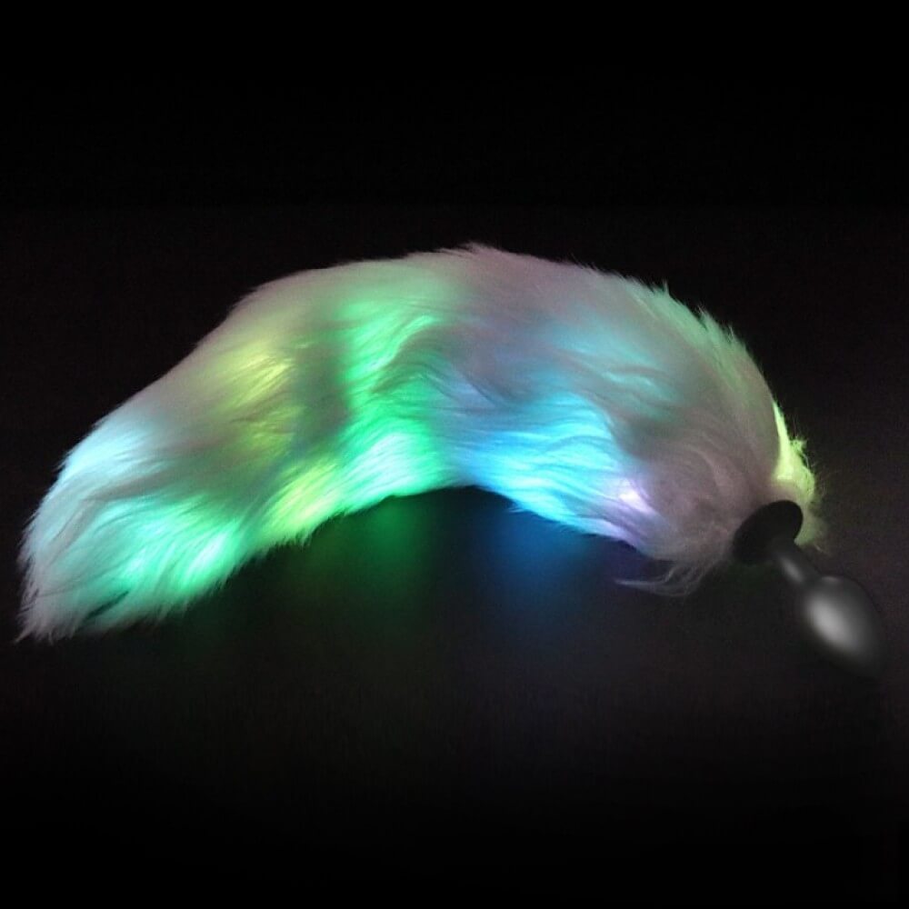 Plug Anal de Luxo em Silicone com Rabo Vertebrado e Luz - Fox Tail & Cat Ear - 42 cm - 5