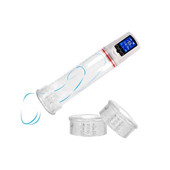 Bomba Peniana Elétrica com Monitor Digital Recarregável e 2 Anéis em Silicone - Penis Pump II | 19 x 5,8 cm | Disponivel em 2 Cores - 4