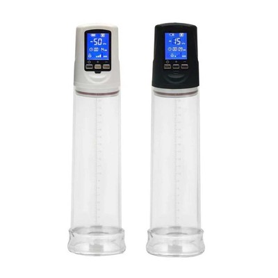 Bomba Peniana Elétrica com Monitor Digital Recarregável e 2 Anéis em Silicone - Penis Pump II | 19 x 5,8 cm | Disponivel em 2 Cores
