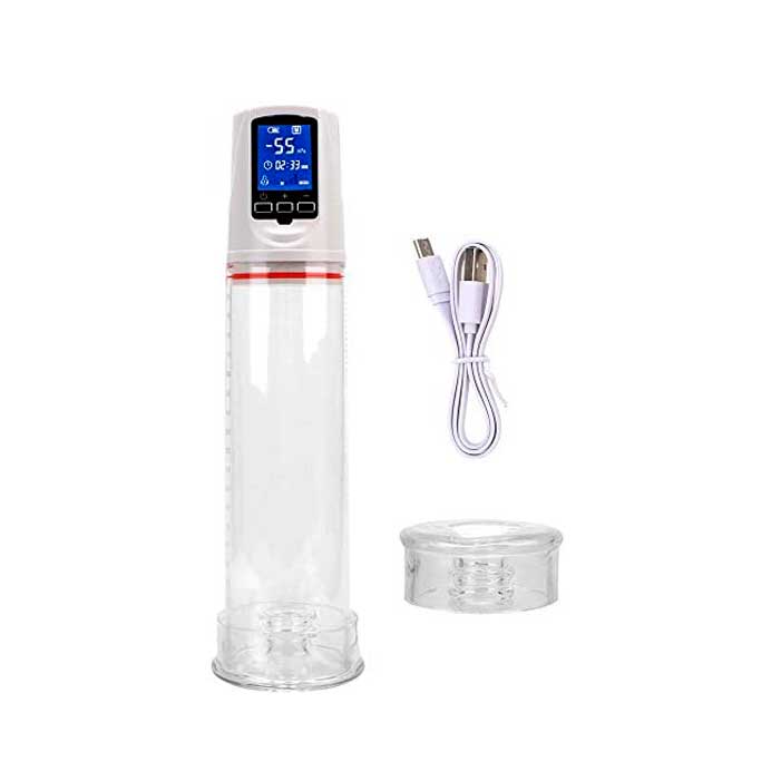 Bomba Peniana Elétrica com Monitor Digital Recarregável e 2 Anéis em Silicone - Penis Pump II | 19 x 5,8 cm | Disponivel em 2 Cores - 5