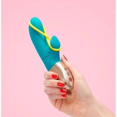 Foto 3 do produto Vibrador Ponto G Recarregável em Silicone Soft Touch com Estimulador de Clítoris e 6 Modos de Vibração, a Prova D'Água - Fun Factory Amorino - 17,5 x 3 cm | Cor: Petrol